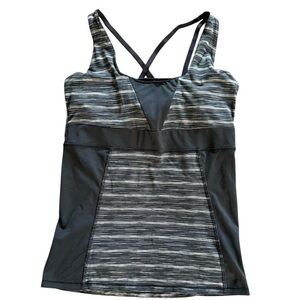 SkirtSports Gray and Black Fitted Asymmetrical Tank Top